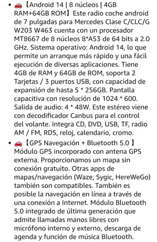 Pantalla Carplay Mercedes Benz Clase C