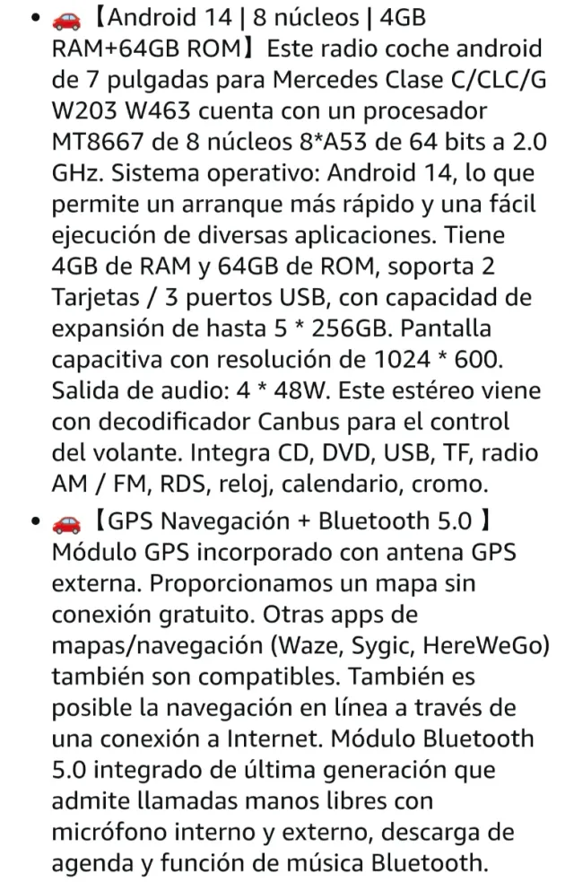 Pantalla Carplay Mercedes Benz Clase C