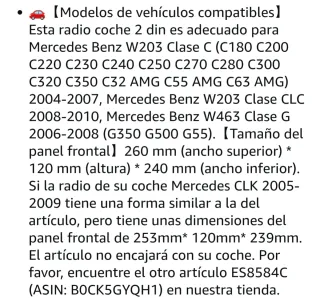 Pantalla Carplay Mercedes Benz Clase C