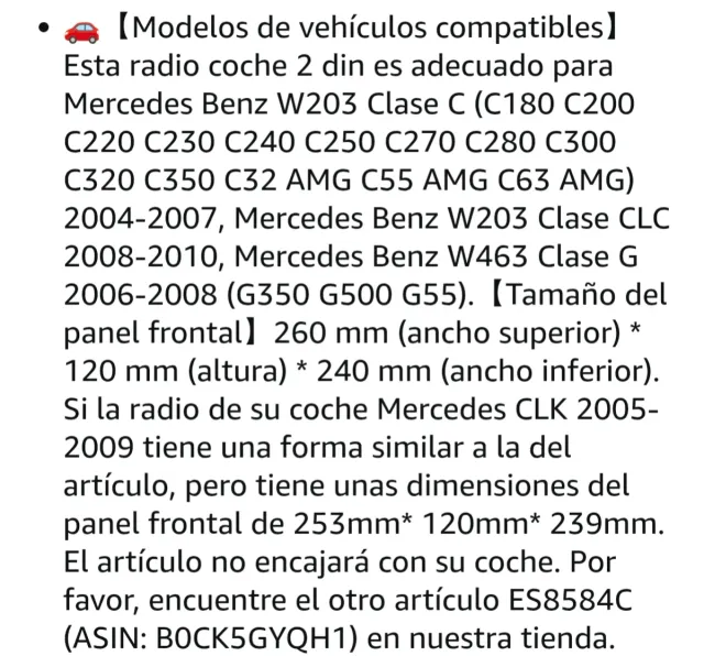 Pantalla Carplay Mercedes Benz Clase C