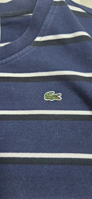 Camiseta Lacoste Rayas Azul y Blanco