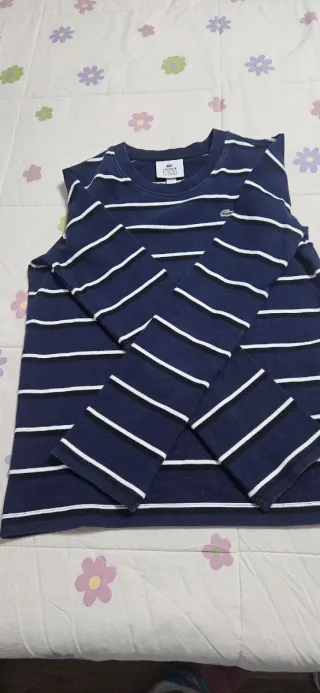 Camiseta Lacoste Rayas Azul y Blanco