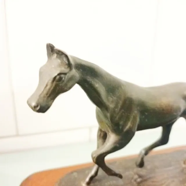 Caballo Bronce Firmado Base Madera