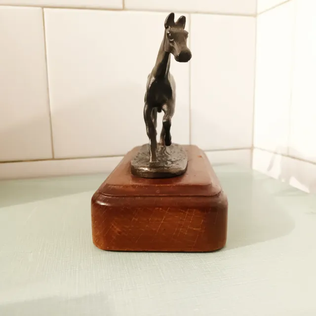 Caballo Bronce Firmado Base Madera