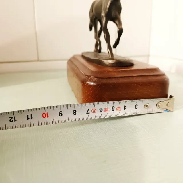 Caballo Bronce Firmado Base Madera