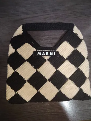 Bolso Marni Lana Cuadros Beige y Negro