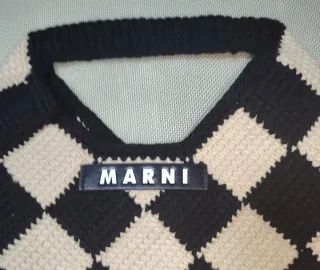 Bolso Marni Lana Cuadros Beige y Negro
