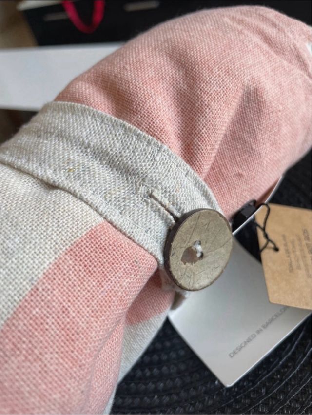 Toalla playa rayas rosa y beige NUEVA