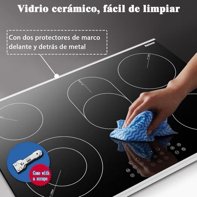 Placa vitrocerámica 5 fuegos táctil