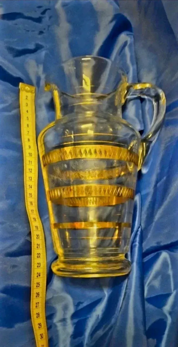 Brocca Vintage anni 50 vetro decorato oro zecchino