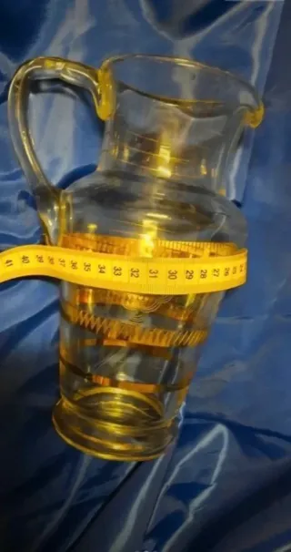 Brocca Vintage anni 50 vetro decorato oro zecchino