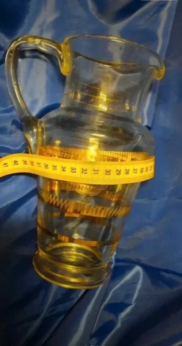 Brocca Vintage anni 50 vetro decorato oro zecchino