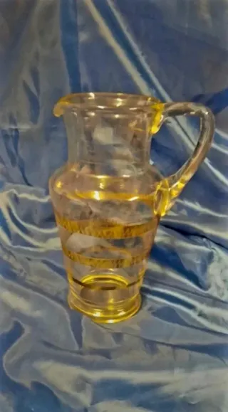 Brocca Vintage anni 50 vetro decorato oro zecchino