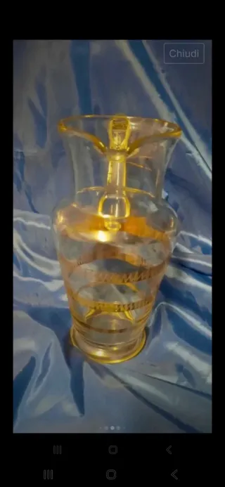 Brocca Vintage anni 50 vetro decorato oro zecchino