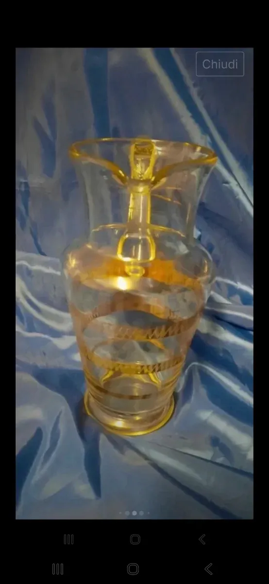 Brocca Vintage anni 50 vetro decorato oro zecchino