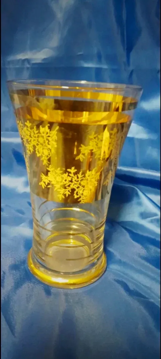 Bicchiere/vasetto vetro decorato oro