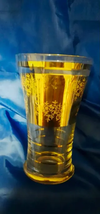 Bicchiere/vasetto vetro decorato oro