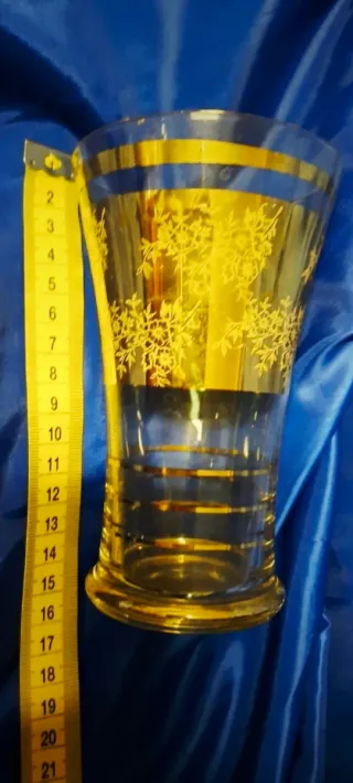 Bicchiere/vasetto vetro decorato oro