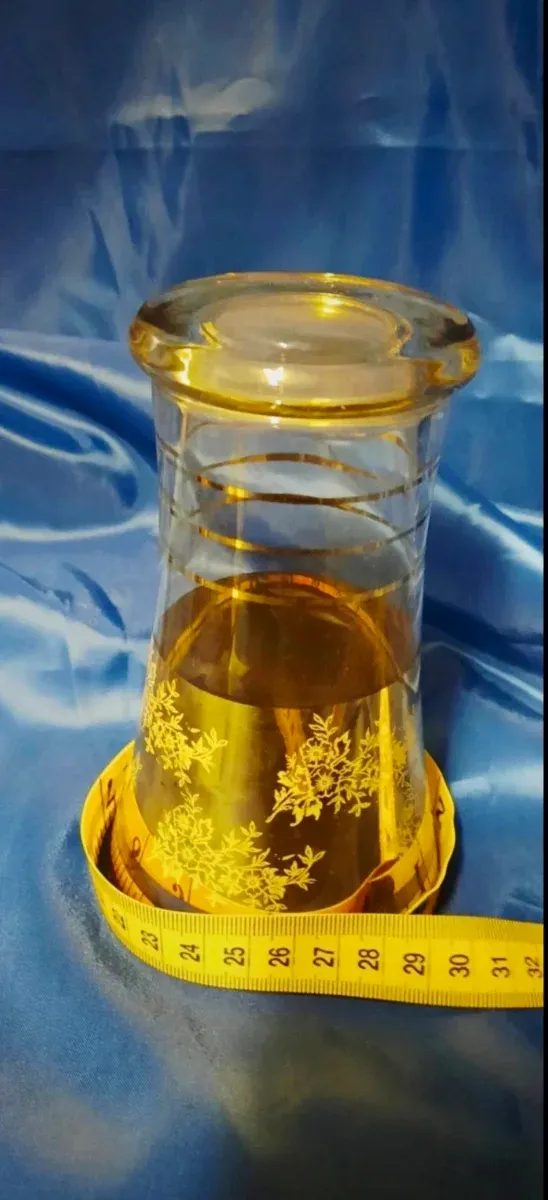 Bicchiere/vasetto vetro decorato oro