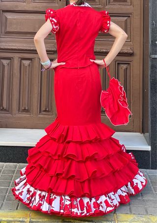 Traje de Flamenca Rojo Talla 38/40 regalo bolso