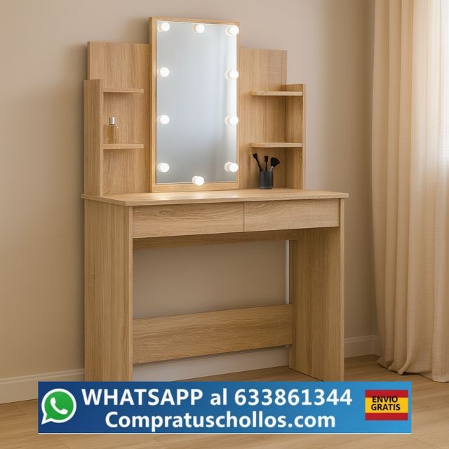 Tocador de Maquillaje con Espejo y Luces LED