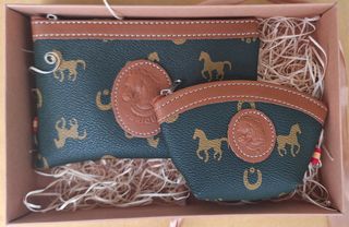 JUEGO CARTERA Y MONEDERO PIEL UBRIQUE CABALLOS