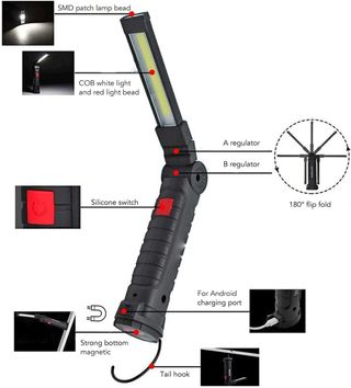 2 Lampade Torcia Lavoro Officina Ricaricabili COB
