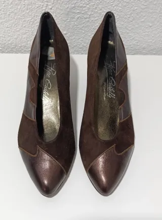 Pepe Castell Zapatos Marrones y Dorados Mujer