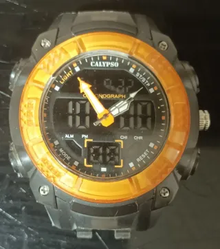 Reloj Calypso Hombre Negro Naranja