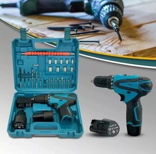 Trapano Avvitatore con 2 Batterie e Accessori