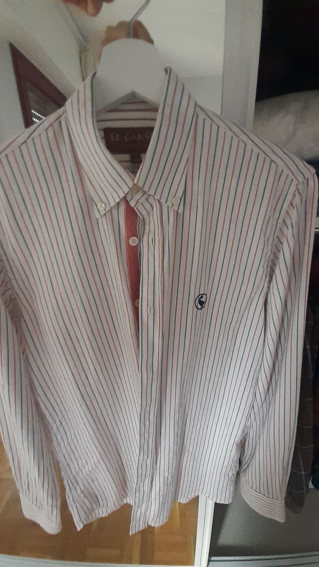 Camisa El Ganso rayas rojas y azules. Franela