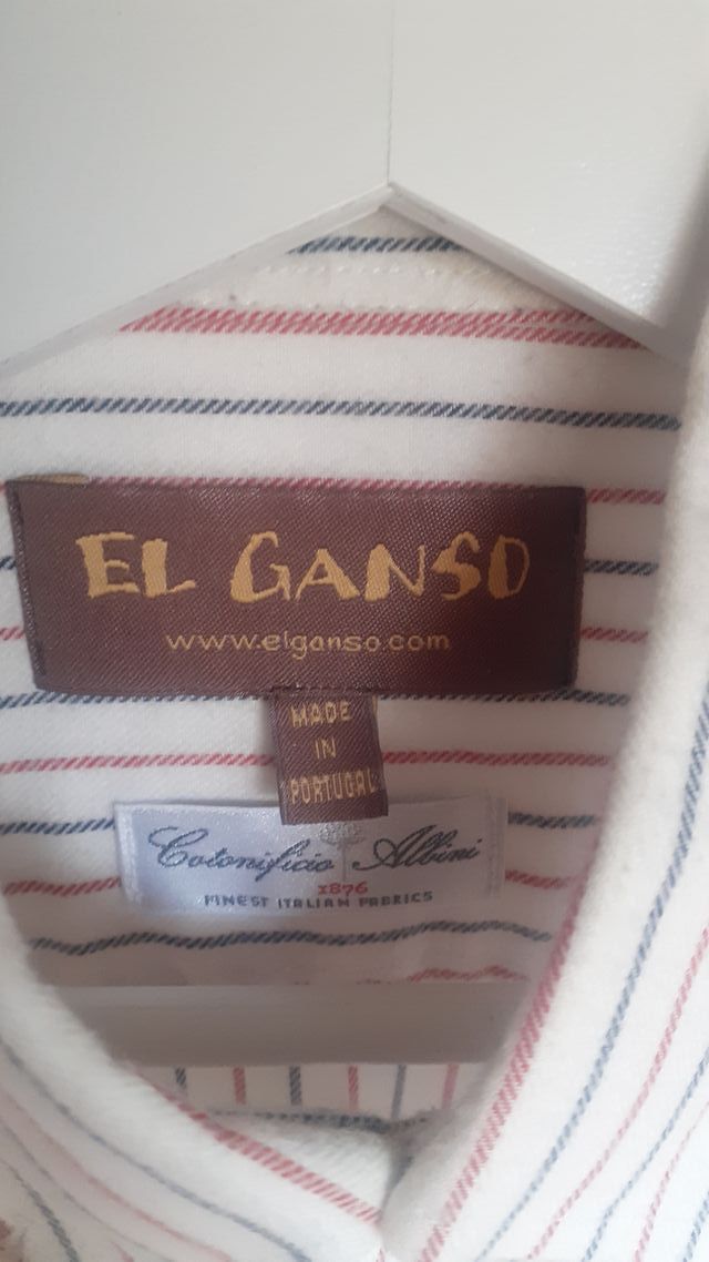 Camisa El Ganso rayas rojas y azules. Franela