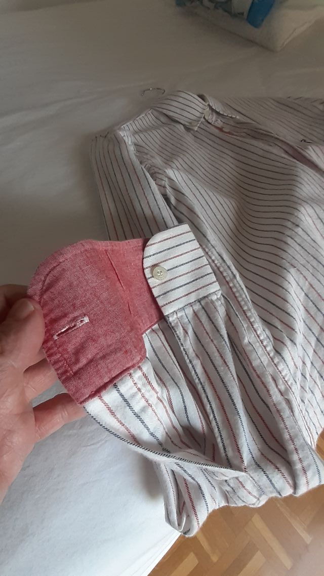 Camisa El Ganso rayas rojas y azules. Franela