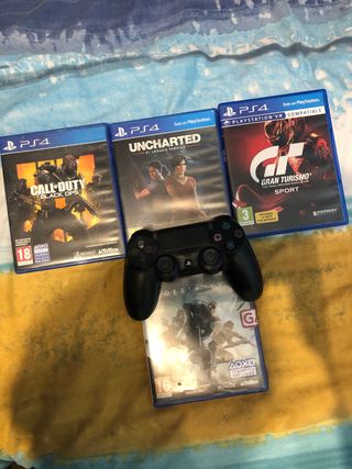 Mando PS4 + 3 Juegos: Call of Duty, Uncharted, GT