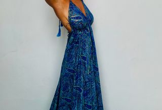 Vestido Tantrend Seda Azul Eléctrico