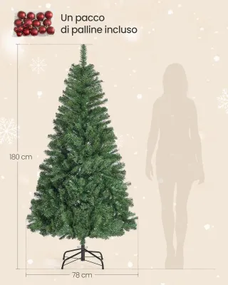Albero di Natale 180 cm Supporto in metallo