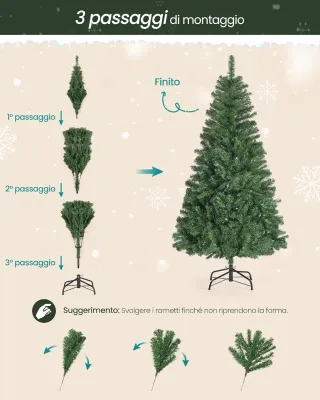 Albero di Natale 180 cm Supporto in metallo