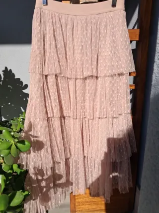 Falda Nekane volantes plumeti beige/rosa