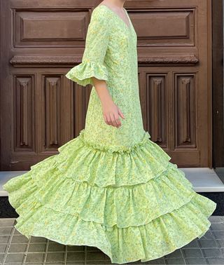 Traje  de Flamenca Verde  Talla 40/42