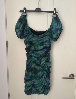 Vestido corto verde y azul