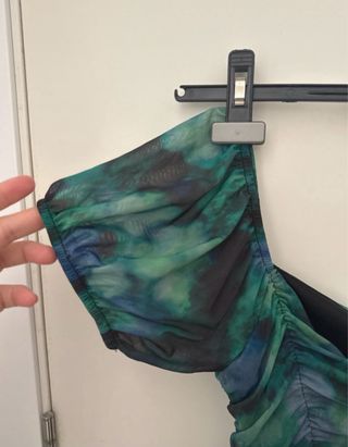 Vestido corto verde y azul