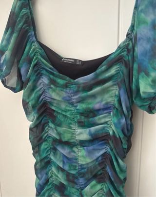 Vestido corto verde y azul