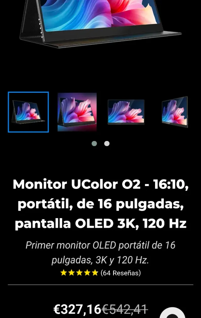Monitor Portátil Uperfect 15.6 - 120Hz Negro/Gris