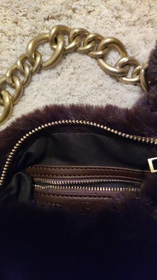 Bolso Zara Marrón Pelo Cadena Dorada