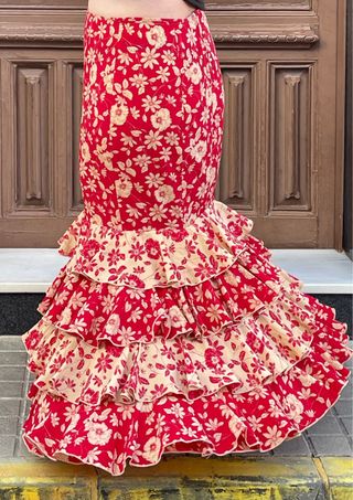 Falda flamenca volantes floral talla 48/50