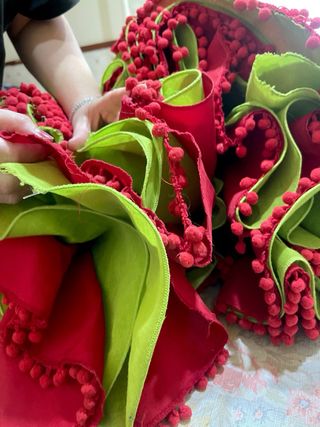 Traje de Flamenca Rojo bordado Talla 36