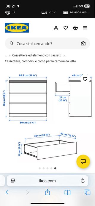 Cassettiera Ikea Malm Nera