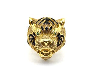 sello oro 18k con piedra con circonita t. 10 (15,92 mm)