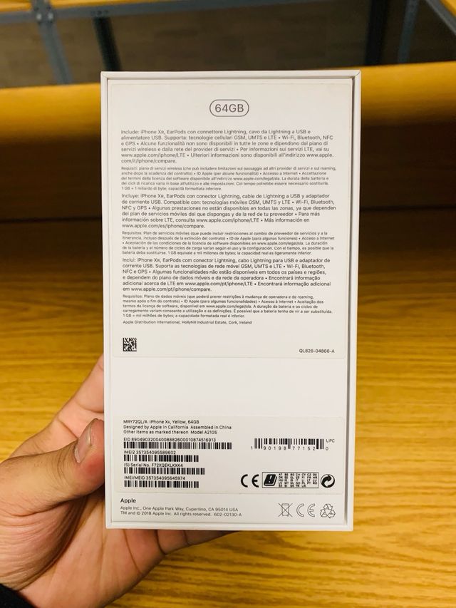 SCATOLA iPhone XR Giallo 64GB Scatola Originale