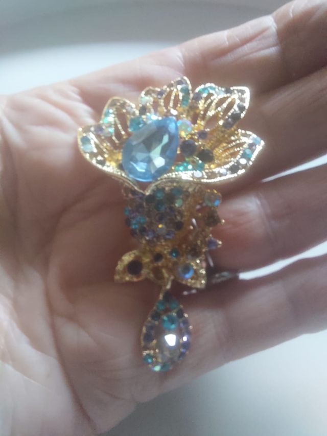 Broche Flor brillante multicolor bisutería regalo